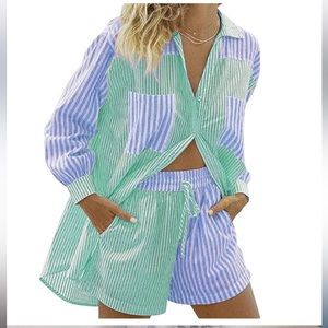 Beachlunglounge button up stripped shirt- Size small